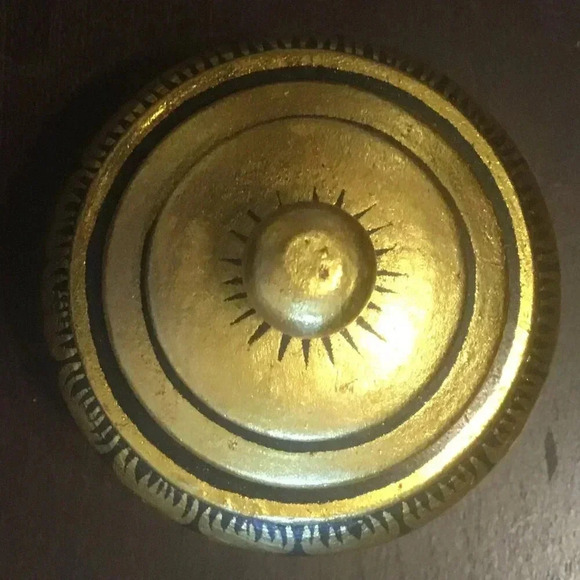 Hand-Painted Wooden Decorative Box with  Gold and Black Design Vintage - Picture 4 of 6